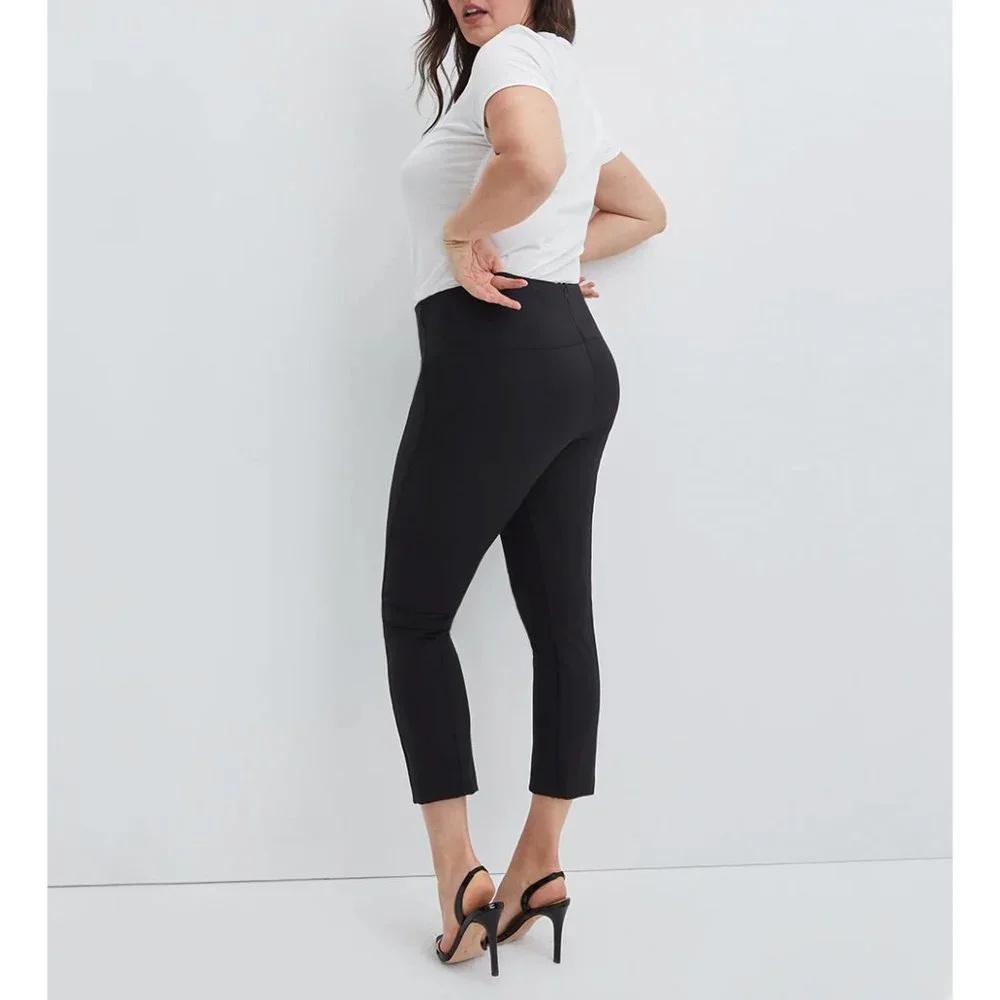 Veronica Beard Zip Back Scuba Pants Black Ankle Cropped Capsule Minimalist F11 - Picture 4 of 8